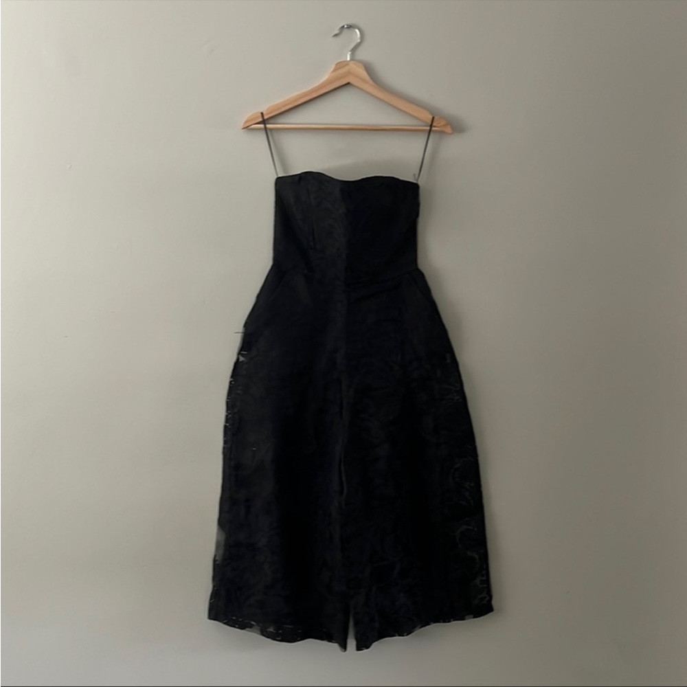 Black Strapless jumpsuit with wide length pants